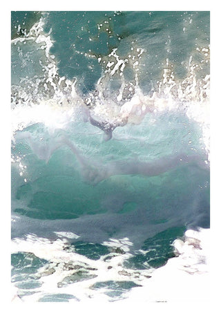 Suddenly Hello by Bent Hardervig - a breaking wave and turquoise water with white foam