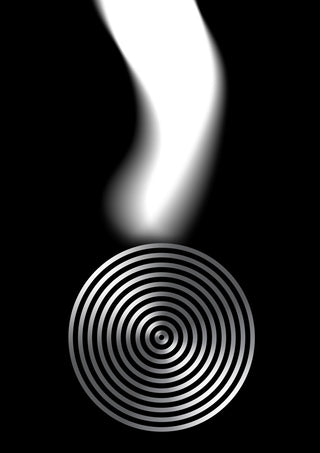 Echo by Aleksi Allan - a pale ribbon falling into a target of concentric rings on black