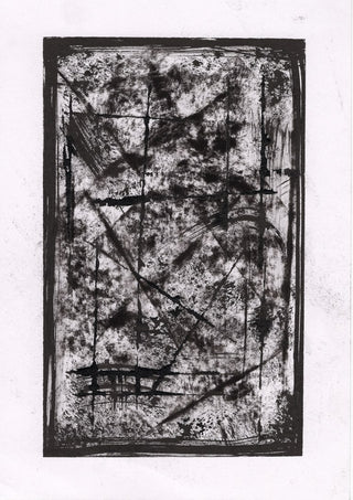 Black Field by David Pernecker - a mottled black and grey monotype inside a heavy black border
