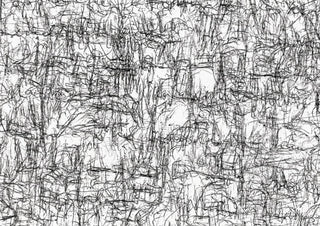 Mobility in Sight by Priit Ruttas - a field of short black ink strokes in dense vertical blocks