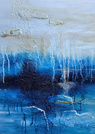 Rising Light by Sabine Halbrock - bands of blue under a pale grey crust with white trails
