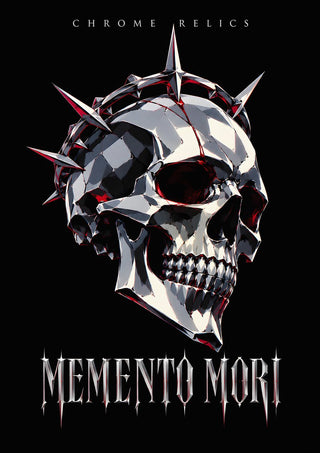 Memento Mori by Melancholy Machinations - a chrome skull in a crown of thorns against black
