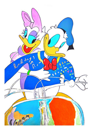 Vacanze Romane (Pop-surrealist take) by NKo - Donald and Daisy Duck riding a scooter together