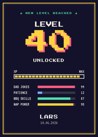 Dad Level Up personalised birthday poster – Night