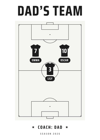 Dad's Team personalised football poster – White