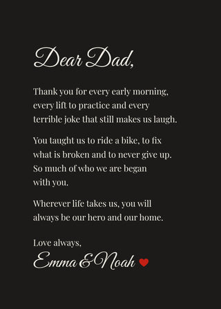 Dear Dad personalised letter poster – Black