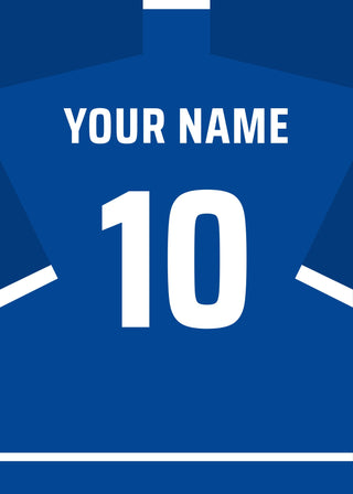 Personalised football shirt poster in Chelsea colours – royal blue shirt with name and number on the back