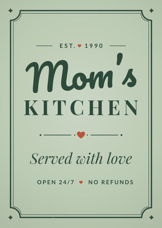 Mom's Kitchen personalised vintage sign poster – Green & Cream