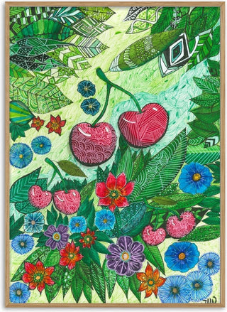 Cherries and Blue Flowers - JHN.ByHjort