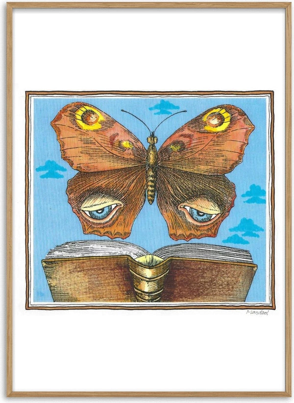 The Butterfly and the Book by Waldemar Mandzel - a butterfly with human eyes in its wings above an open book