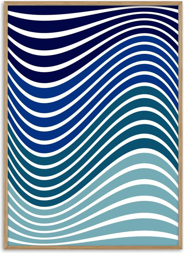 Aallot by Aleksi Allan - white wave lines across a ground shifting from navy to pale blue