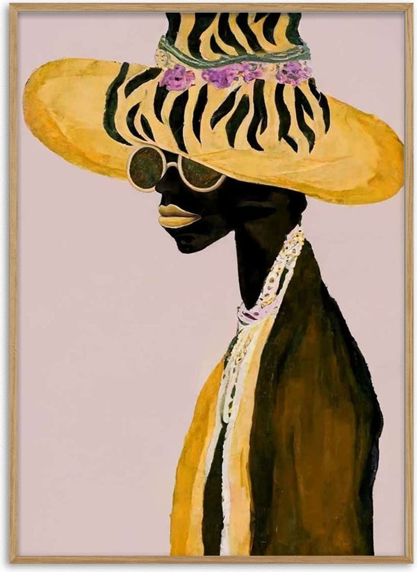 Stylized portrait of a person in a wide hat, sunglasses, and pearls from Angel Of Me by David Wolf.