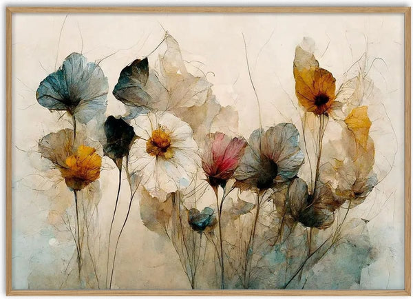 Delicate arrangement of colorful dry flowers from Treechild, displayed against a light background.