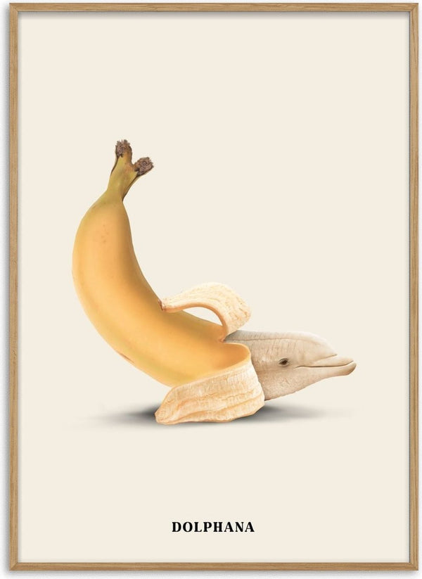 Dolphana by Jonas Loose - a peeled banana revealing a dolphin's head on a cream ground