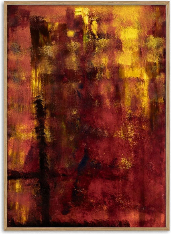 Einmal um die Welt by Sophie Schillen - deep red and burgundy with yellow light breaking through