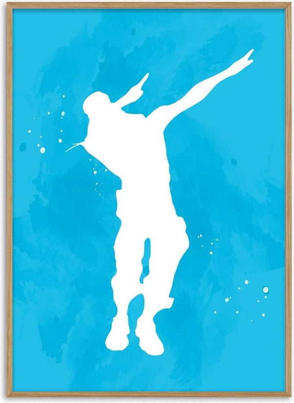 Silhouette of a dancing figure on a blue background, featured on the Fortnite Dance No 03 Gamer poster.