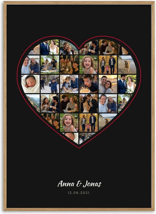 Heart Collage – Photo Heart with Red Outline