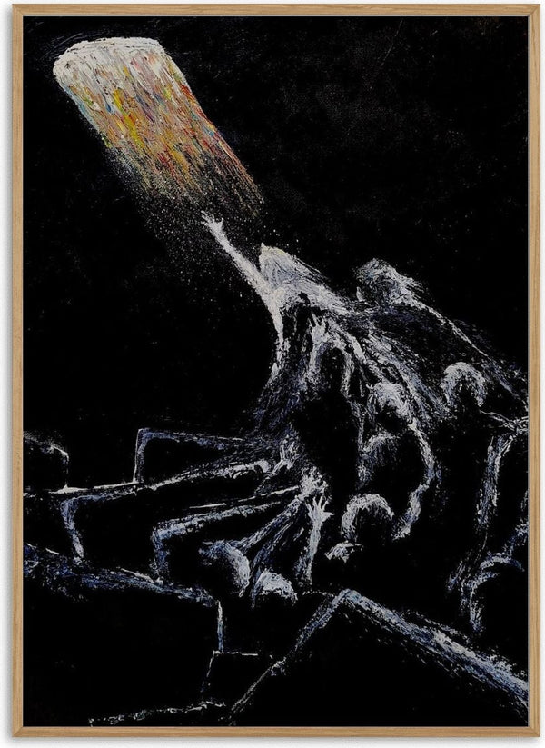 HOPE by GAHO - a shaft of pale light falling on figures scratched out of a black ground