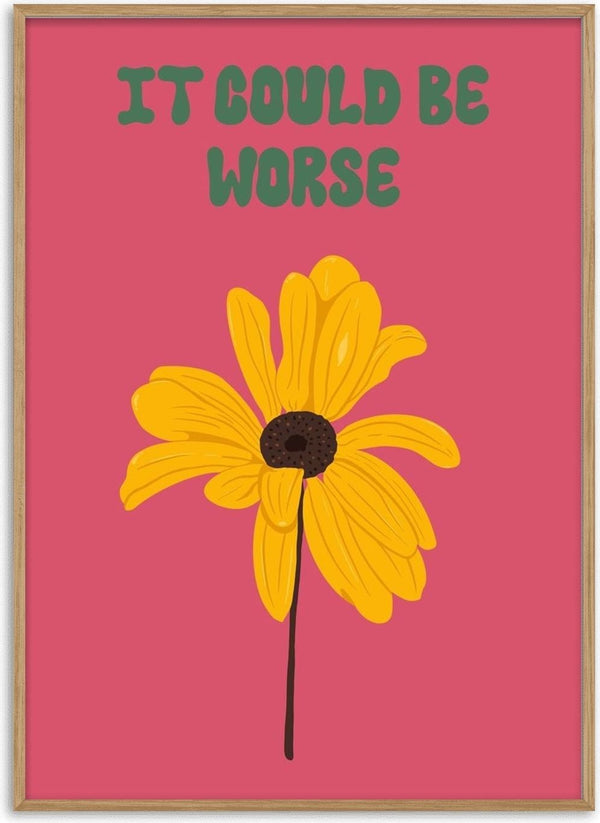 It Could Be Worse by Jakob Falkenberg - a yellow flower on raspberry pink under green capitals