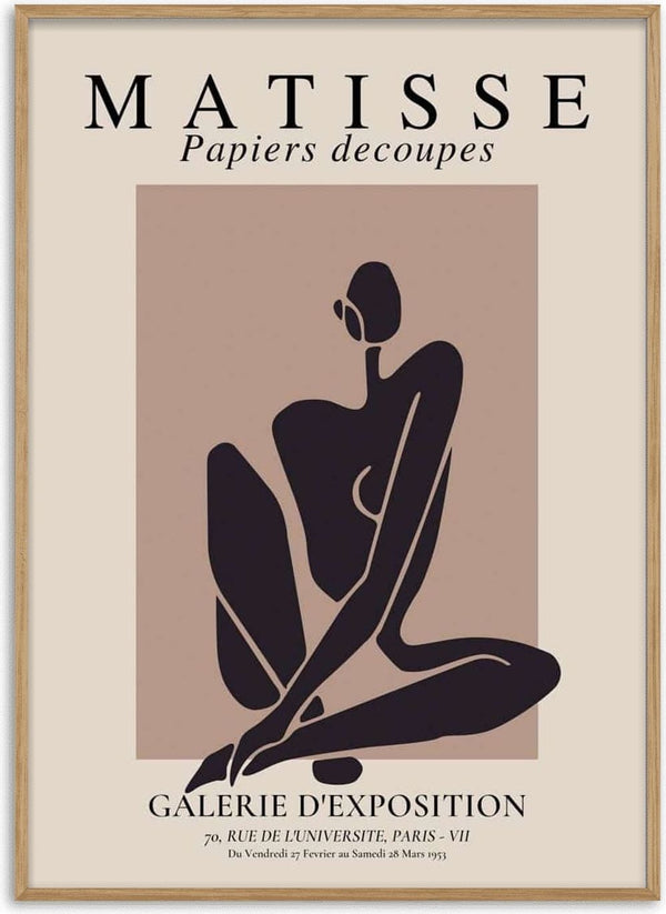 Abstract illustration of a seated Black woman in Matisse-inspired cutout style on a beige background.