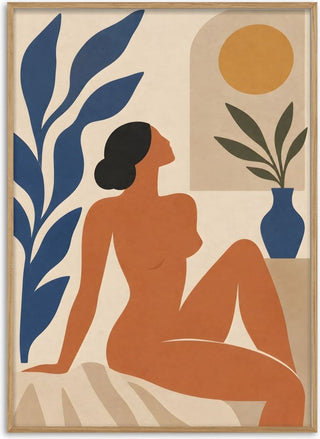 Matisse-Inspired Sunlit Muse – Abstract Female Form, Organic Curves & Botanical Shapes | Modern Wall Art - TimlessArtworks
