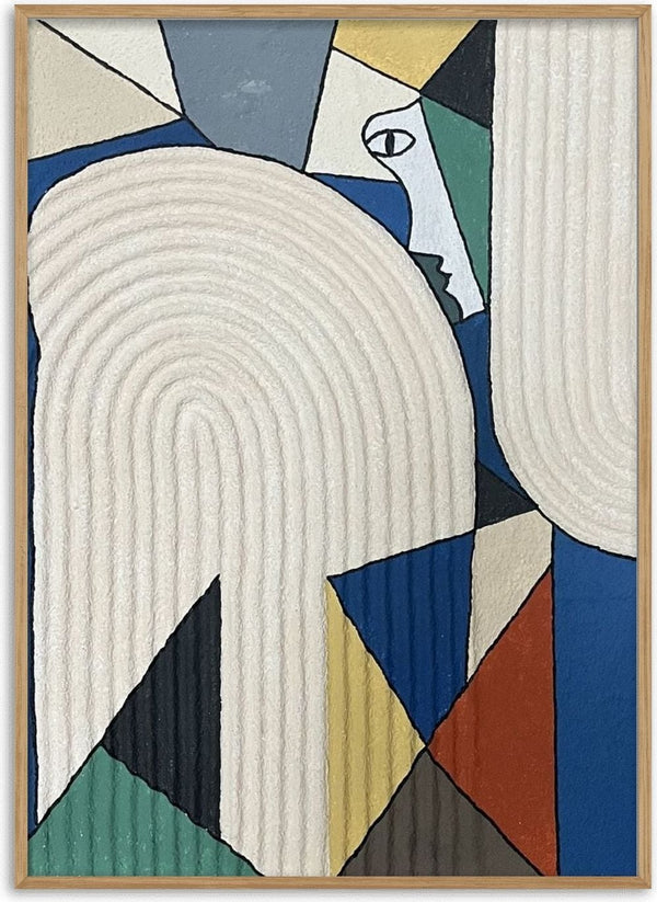 Ossacip by Art Guveau - cubist profile among geometric colour blocks