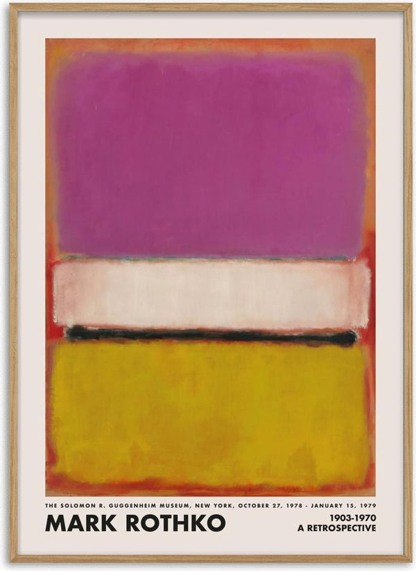 Abstract painting by Mark Rothko featuring pink, white, and yellow rectangular blocks with soft edges.