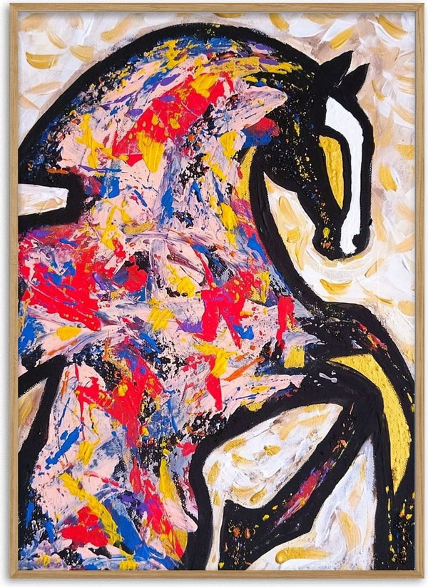 Spectrum Stallion by Igor Kotnik Art - rearing horse outlined in black and filled with colourful splashes