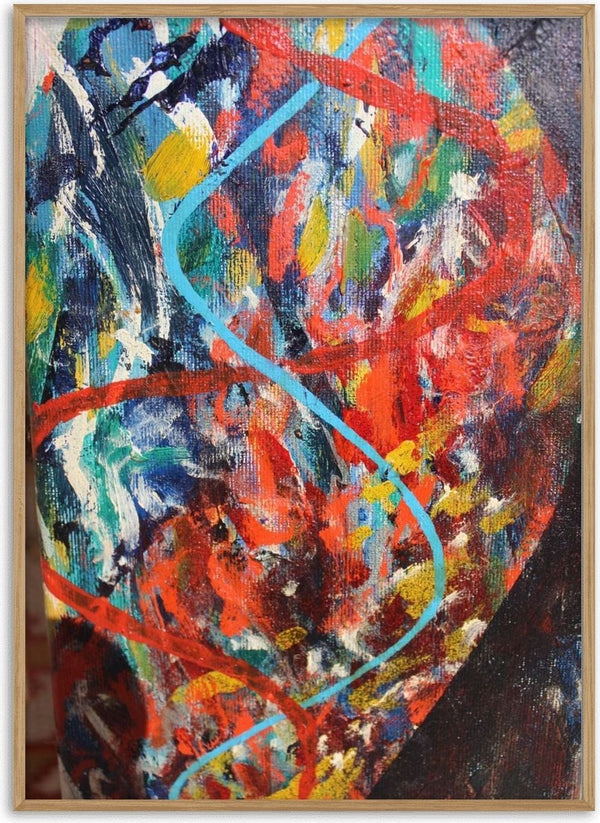 Spiral, the code of life. by António D'Albuquerque - a turquoise and red spiral over broken colour