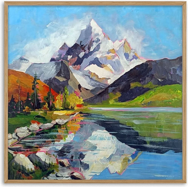 Still Waters, Endless Peaks by Evgenia Smirnova - a snow-capped peak mirrored in a still blue lake