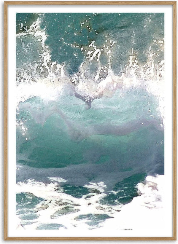 Suddenly Hello by Bent Hardervig - a breaking wave and turquoise water with white foam