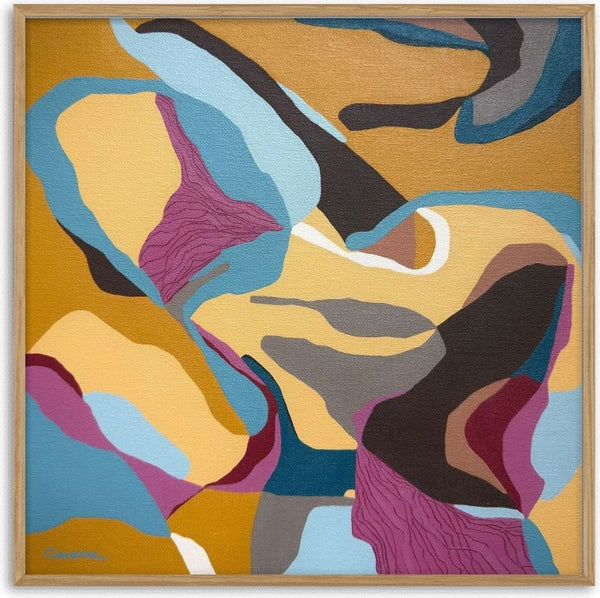 Water by Elva Garma - flowing abstract forms in ochre, turquoise, sky blue and magenta