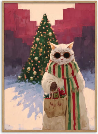 White Cat Christmas Shopping